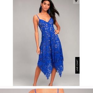 Lulus blue lace midi dress